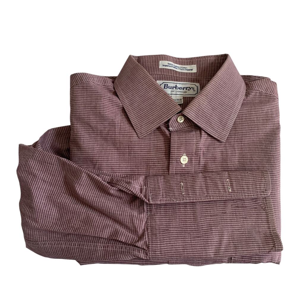 Burberry London Men's Size 16.5 34/35 Long Sleeve Button Up Shirt Made In USA